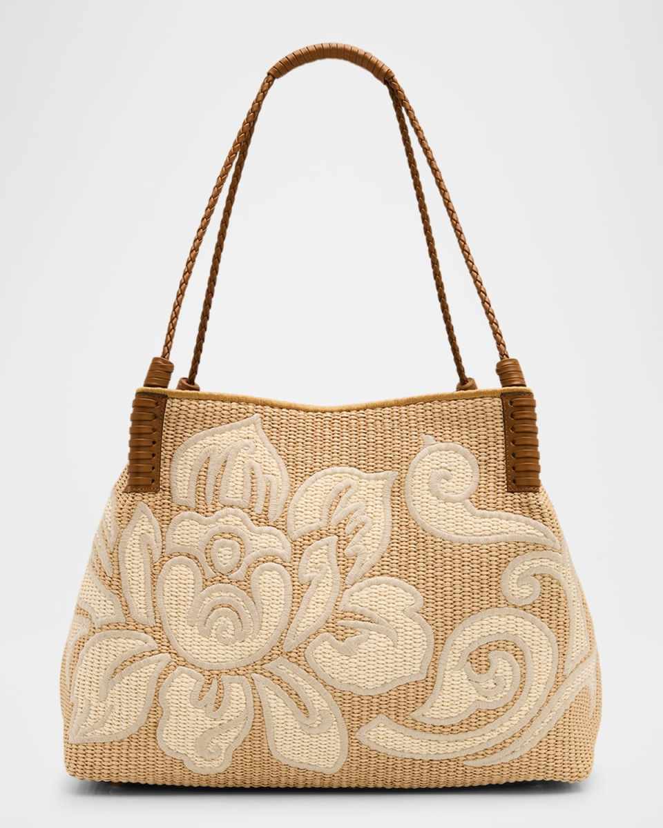 Libra Raffia & Leather Shoulder Bag